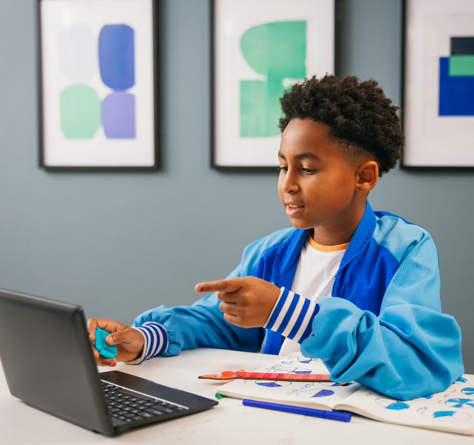 Boy attending online tutoring lesson